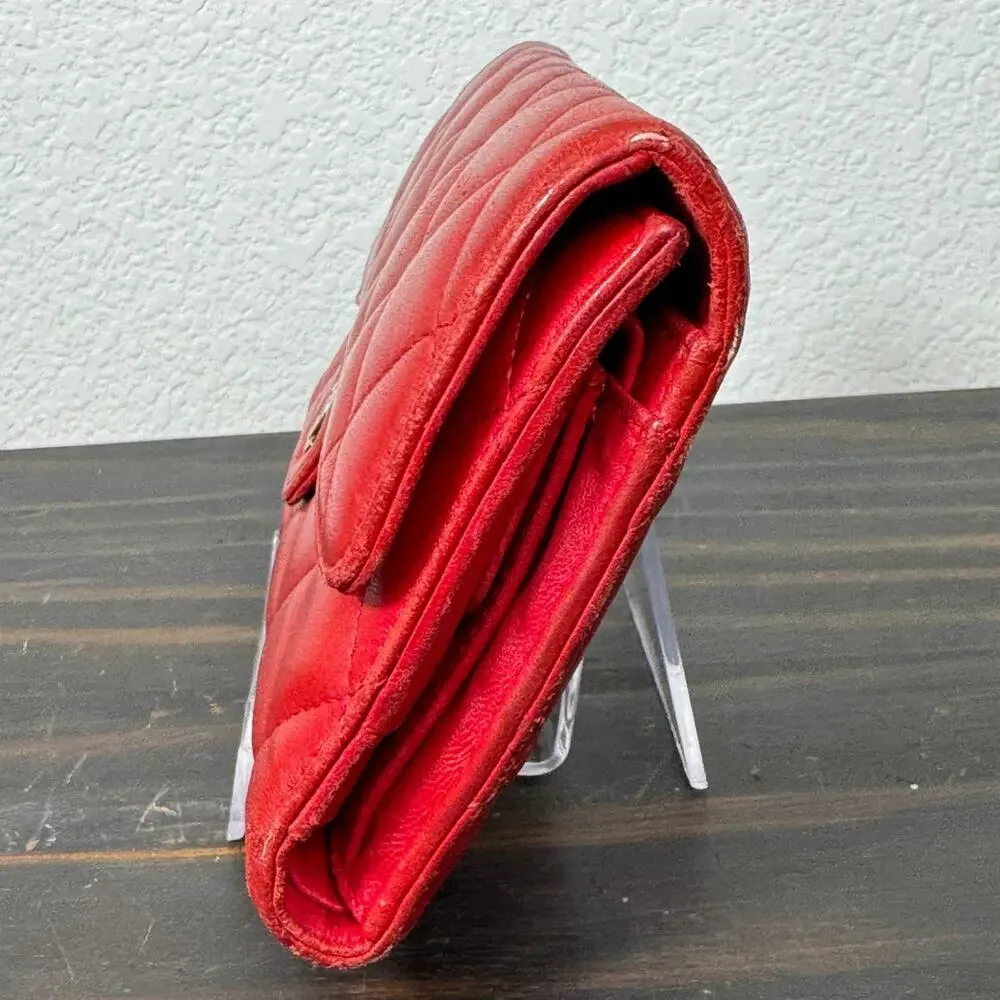 CHANEL red lambskin